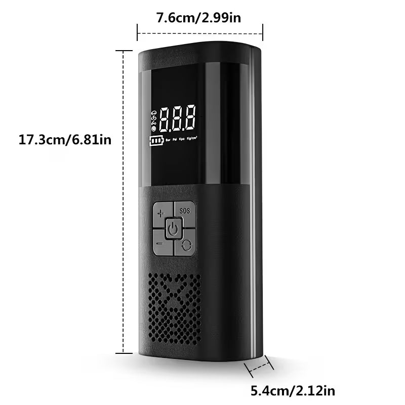 Portable Tire Inflator 150PSI | Digital Display, LED Lighting, Triple Speed, Wireless, USB Charging, Suitable for Cars, Motorcycles, Bicycles, Sports Balls