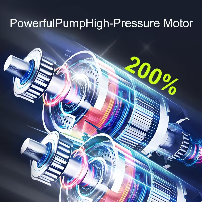 Portable Tire Inflator 150PSI | Digital Display, LED Lighting, Triple Speed, Wireless, USB Charging, Suitable for Cars, Motorcycles, Bicycles, Sports Balls